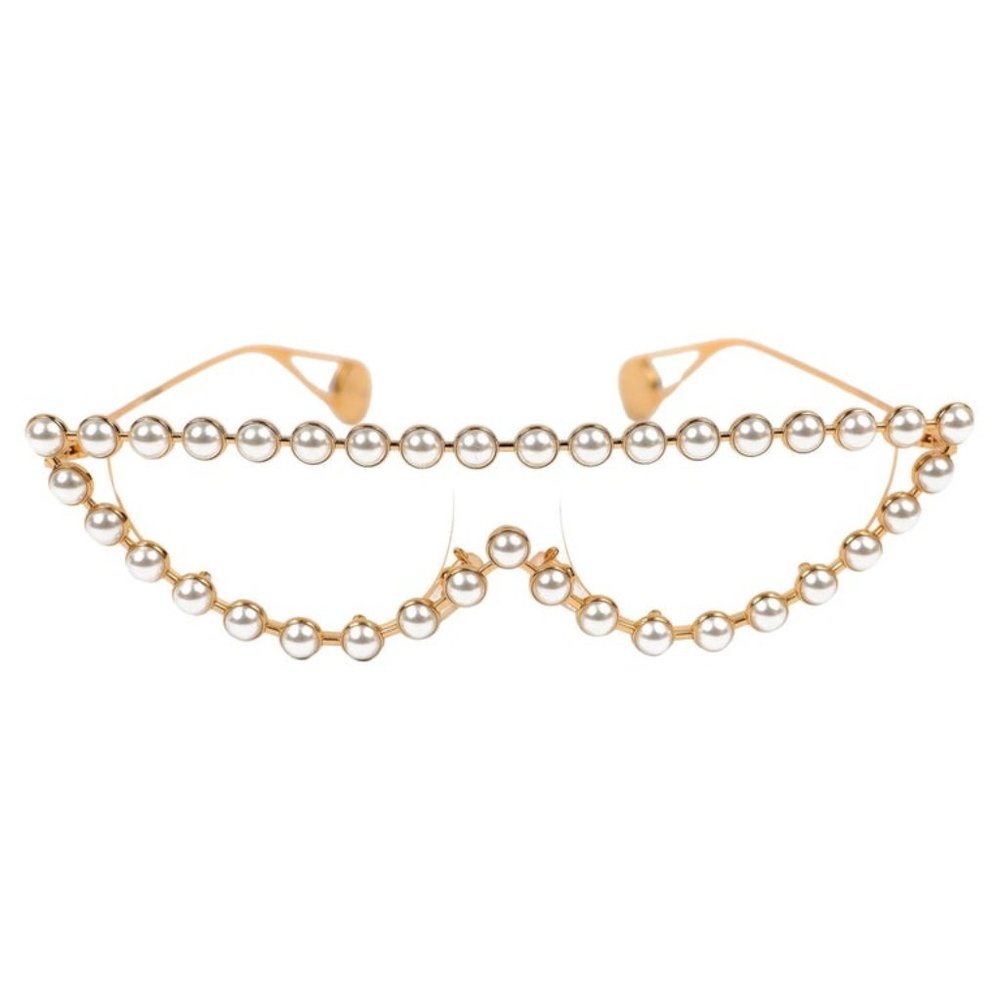 Gucci Pearl Studded Runway Clear Sunglasses